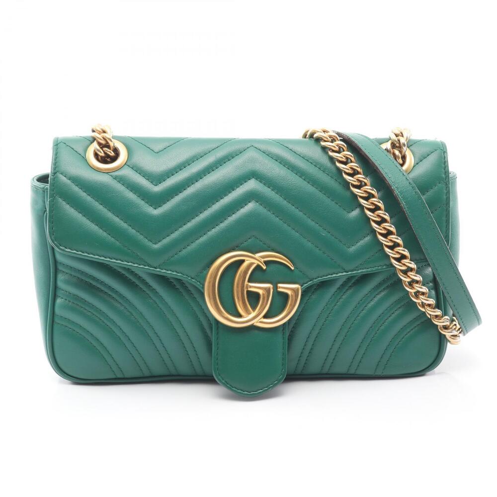 Gucci GG Marmont Quilted Shoulder Bag Leather Green